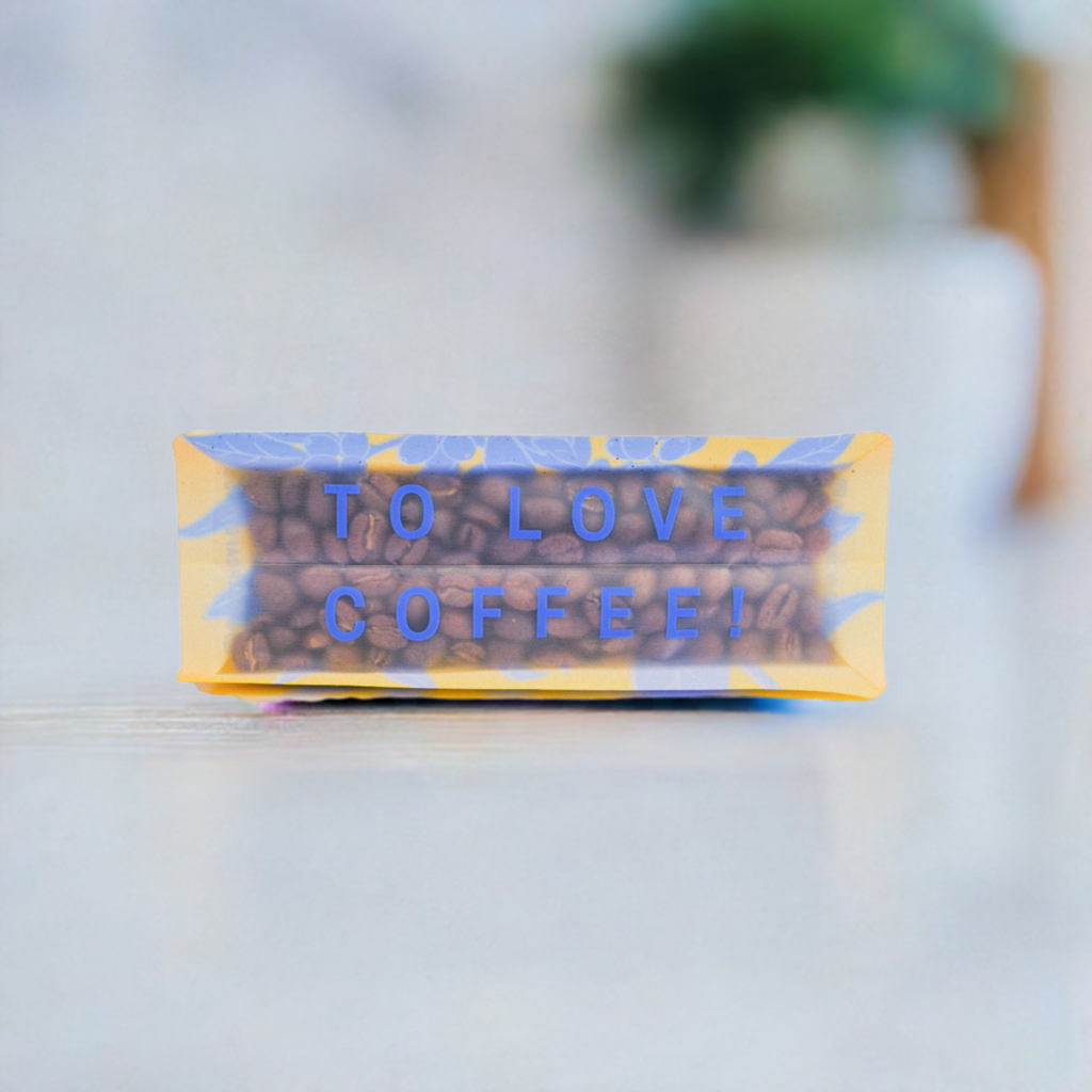 bottom of specialty coffee on a marble counter