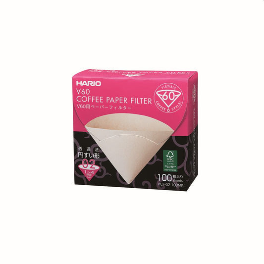 Hario V60 Coffee Filter Papers Size 02 - Brown - (100 Pack Boxed)